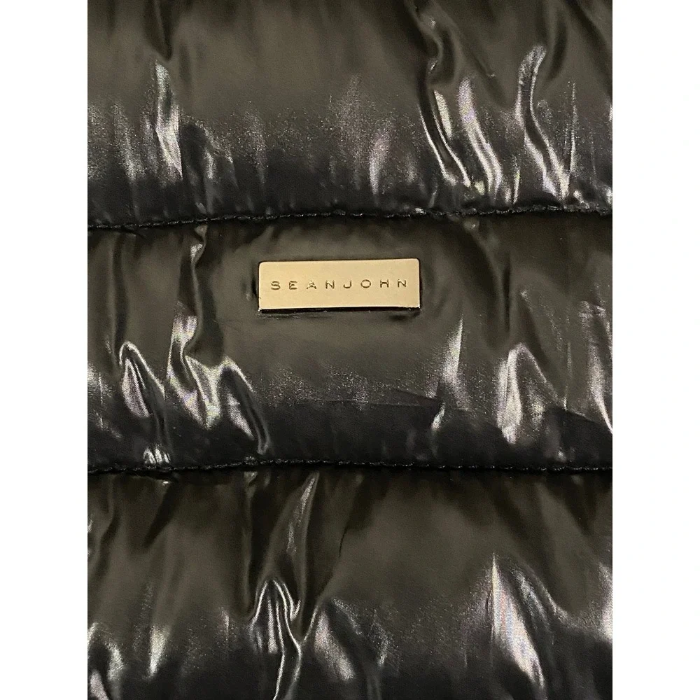 Sean John Mens Black Puffer Jacket‎ Lightweight Quilted Full Zip SJACE9071 Large